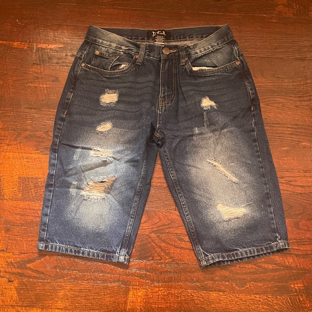 Faded Glory Blue Jean Shorts Distressed Vintage Style